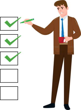 Businessman entering check mark  Illustration