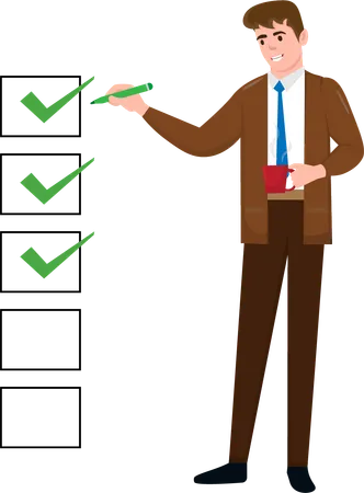 Businessman entering check mark  Illustration