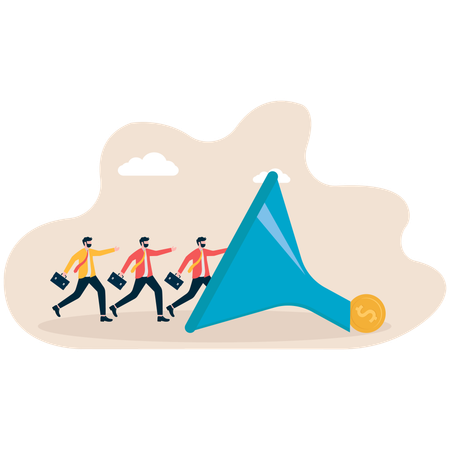 Businessman entering into sales funnel  Illustration