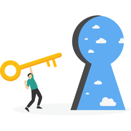 Businessman Entering Keyhole  Illustration