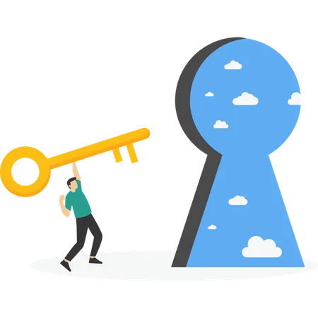 Businessman Entering Keyhole  Illustration