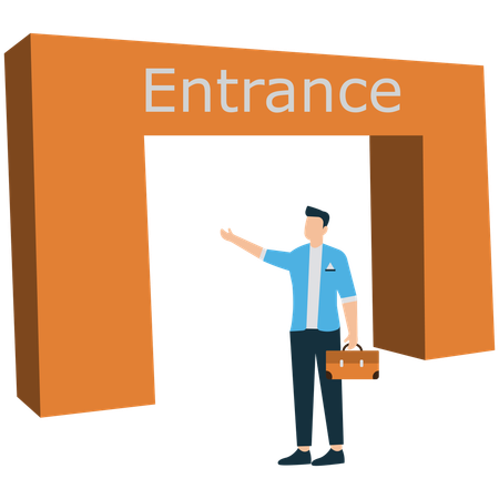 Businessman entering new business  Illustration