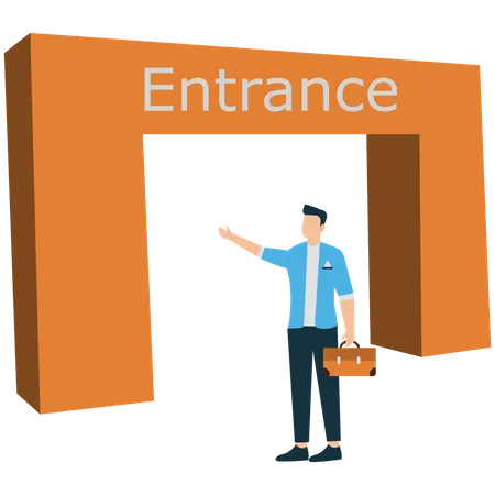Businessman entering new business  Illustration