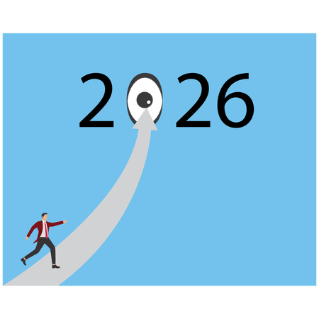 Businessman entering new year 2026  Illustration