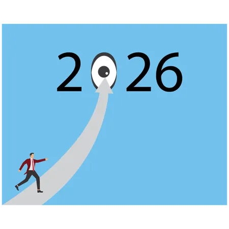 Businessman entering new year 2026  Illustration