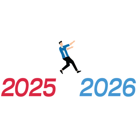 Businessman enters 2026  Illustration