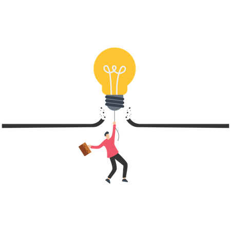 Businessman entrepreneur flying with lightbulb idea  Illustration