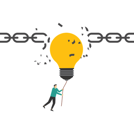 Businessman entrepreneur flying with lightbulb idea  Illustration