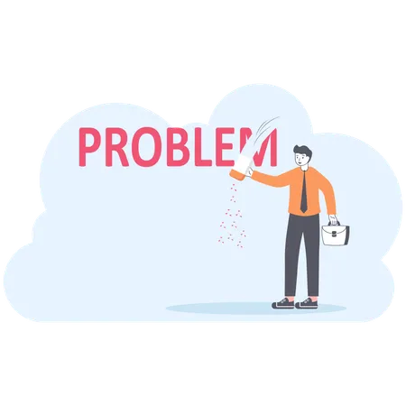 Businessman Erasing Problem Word Problem Management Concept Illustration