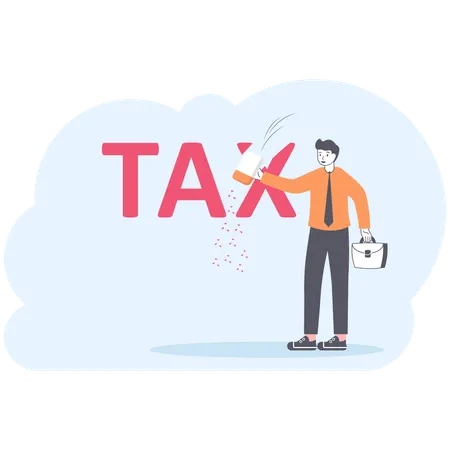 Businessman erasing tax word  Illustration