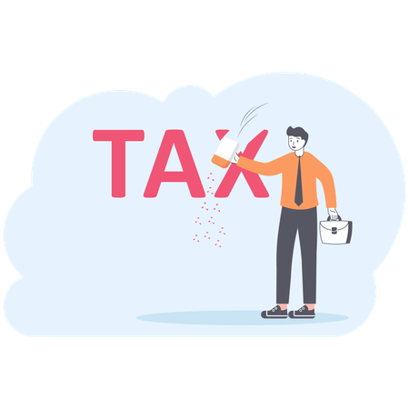 Businessman erasing tax word  Illustration