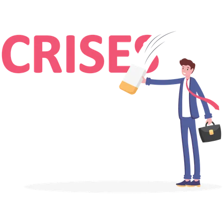 Businessman Erasing Words Crisis Crisis Management Concept Illustration