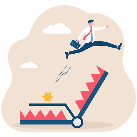 Businessman escaping business risk  Illustration