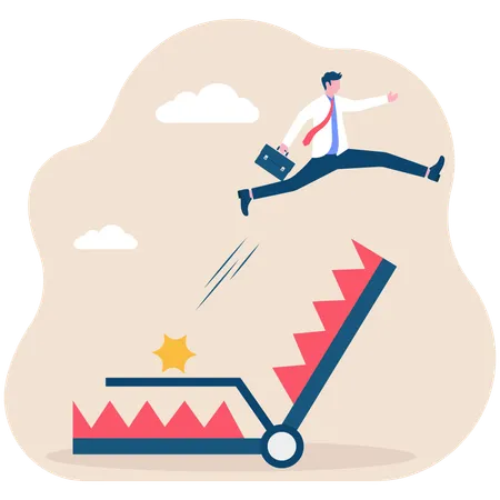 Businessman escaping business risk  Illustration