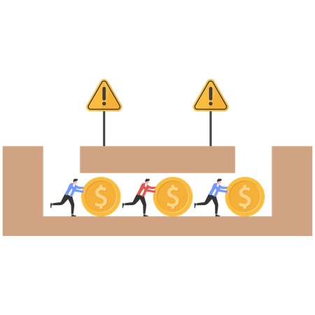 金融詐欺から逃れるビジネスマン  イラスト