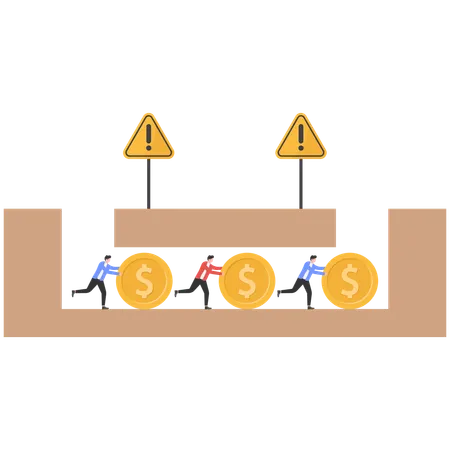 Businessman escaping financial fraud  Illustration