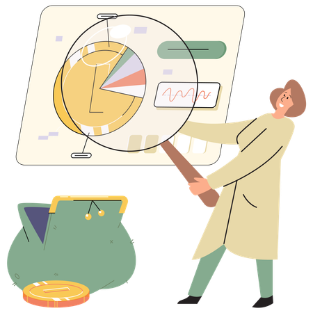 Businessman evaluating business expense  Illustration