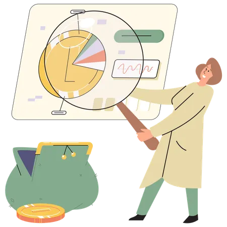 Businessman evaluating business expense  Illustration