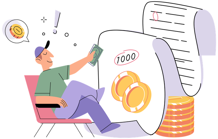 Businessman evaluating business expense  Illustration