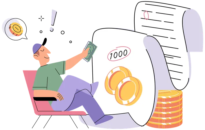 Businessman evaluating business expense  Illustration