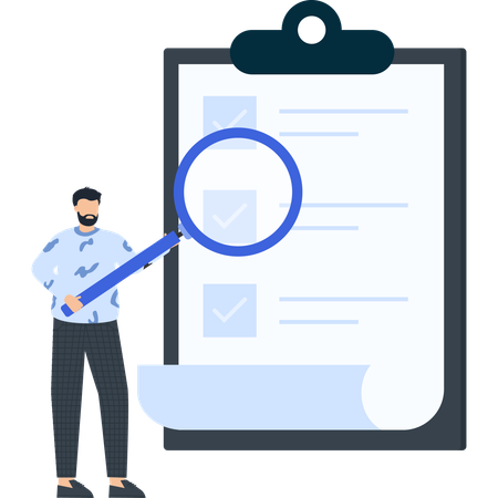 Businessman examining business checklist  Illustration