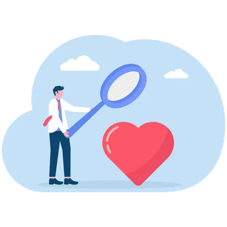 Businessman examining heart  Illustration