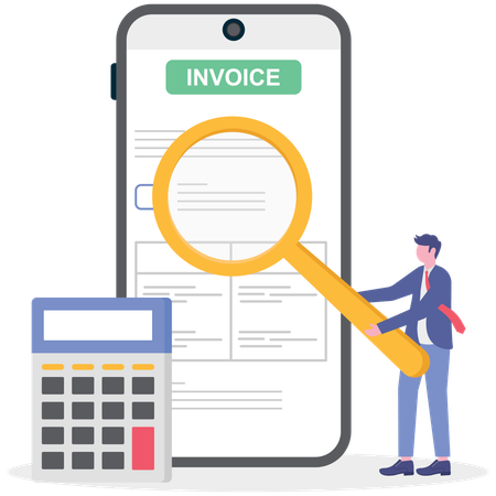 Businessman examining invoice  Illustration