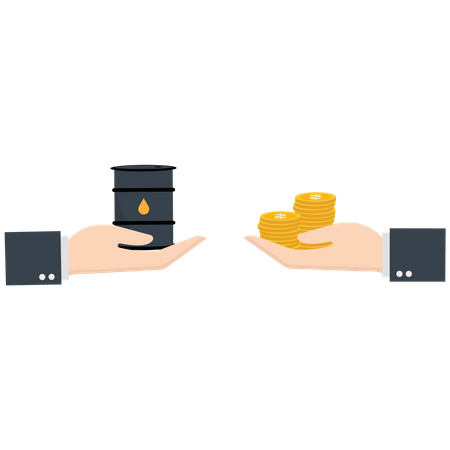 Businessman exchange between Crude oil and money  Illustration