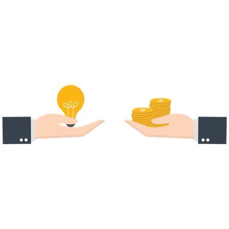 Businessman exchange between light bulb and money  Illustration