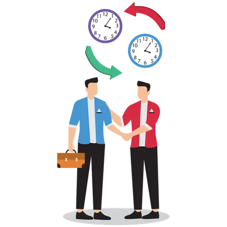 Businessman exchanging business shift  Illustration