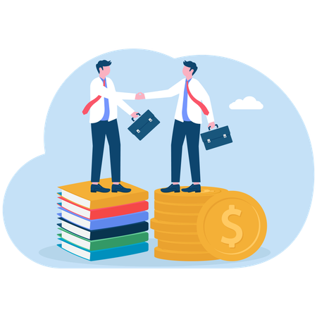 Businessman exchanging knowledge with money  Illustration