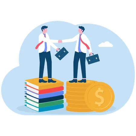 Businessman exchanging knowledge with money  Illustration