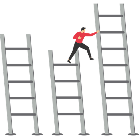 Businessman exchanging ladder for business success  Illustration