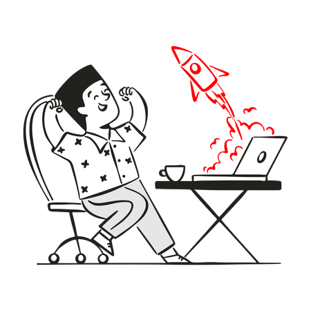 Businessman excited to launch new project Illustration
