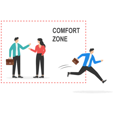 Businessman Exit From Comfort Zone  Illustration