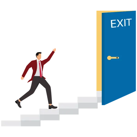 Businessman exiting business  Illustration