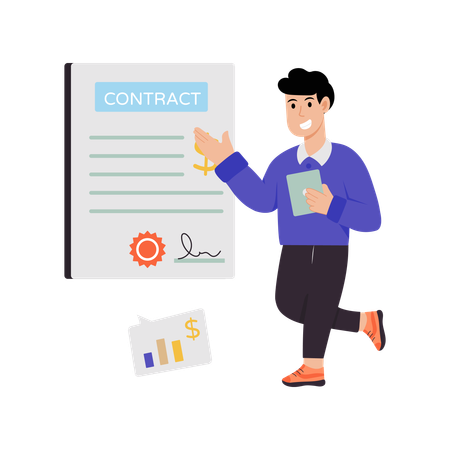 Businessman Explaining About Online Contract  Illustration