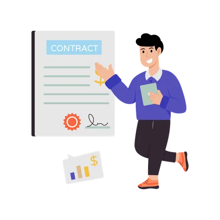 Businessman Explaining About Online Contract  Illustration