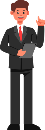 Businessman Explaining and holding Tablet  Illustration