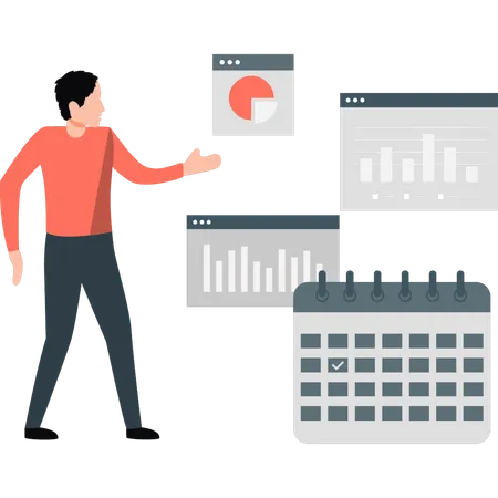 Businessman explaining business charts  Illustration