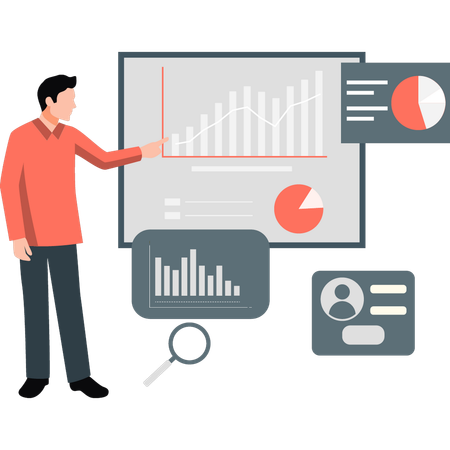 Businessman explaining business graphs in meeting  Illustration