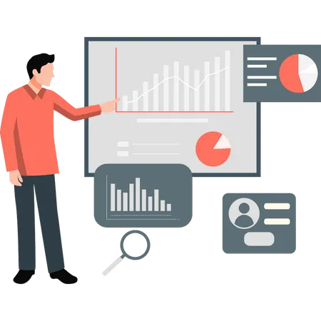 Businessman explaining business graphs in meeting  Illustration