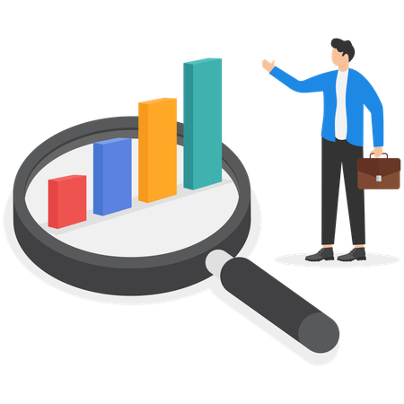 Businessman explaining business profit trends  Illustration