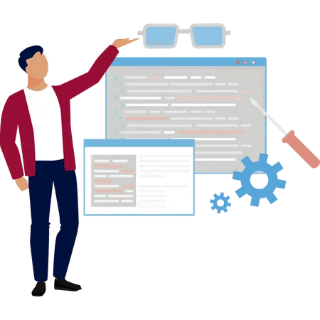 Businessman explaining computer programming  Illustration