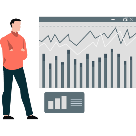 Businessman explaining financial graph in meeting  Illustration