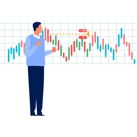 Businessman explaining stock market trading chart  Illustration