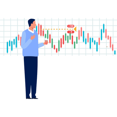 Businessman explaining stock market trading chart  Illustration