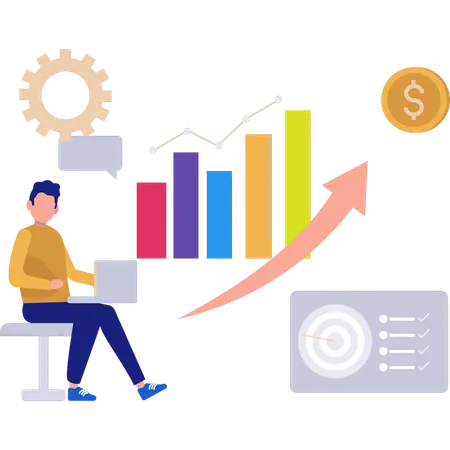 Businessman explains financial data  Illustration