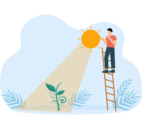 Businessman explains Photosynthesis process  Illustration