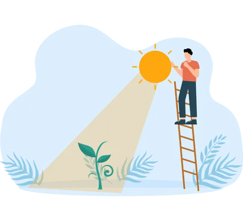 Businessman explains Photosynthesis process  Illustration
